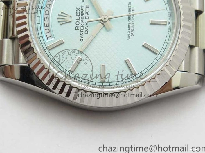 A2836 Dial 228239 Dial Blue SS BP SS Version Textured 904 on Day-Date President 40mm Ice Bracelet New 0724